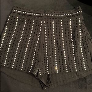 AKIRA Black High Waist Shorts with Silver Studs